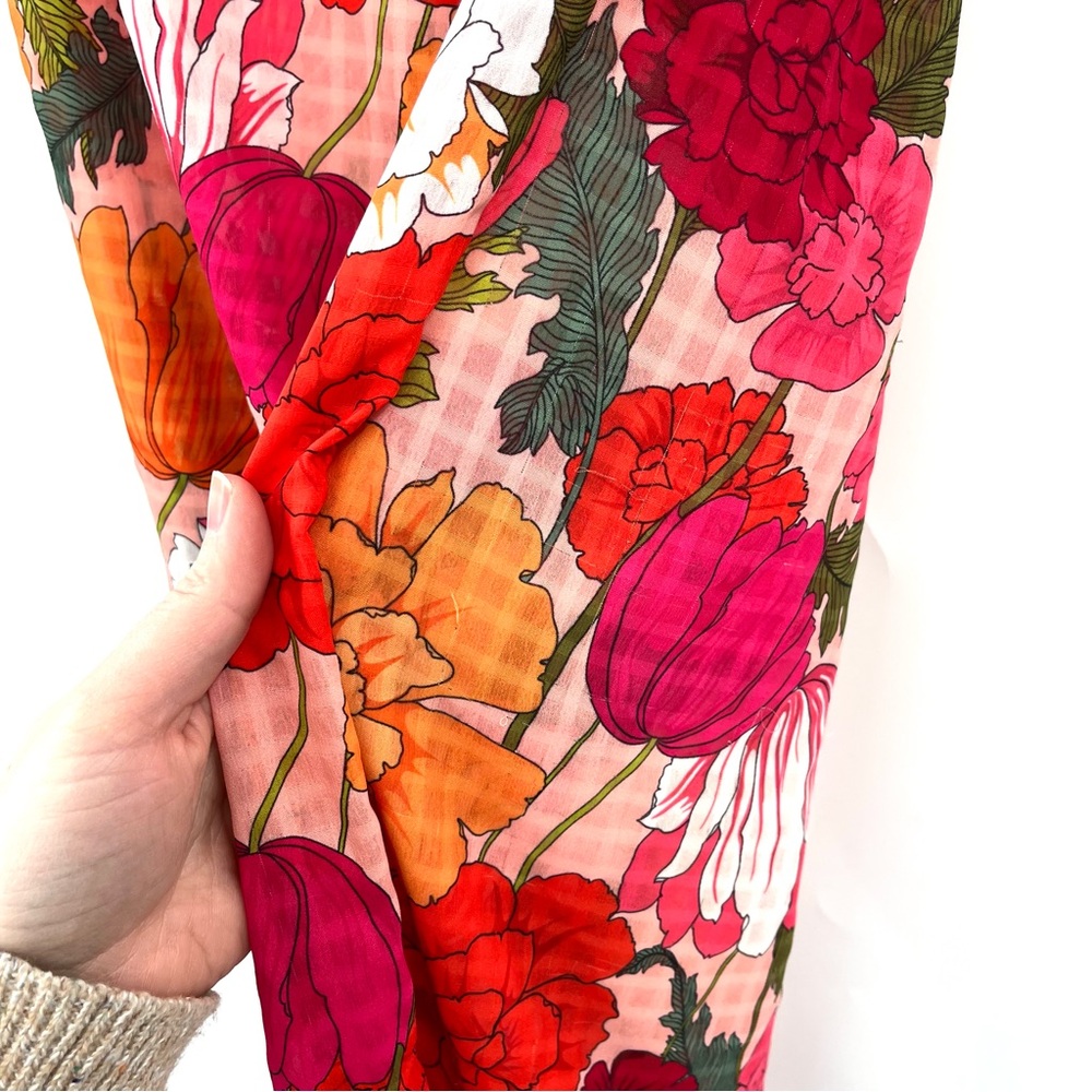 TRINA TURK Sunny Bloom Swim Coverup Pants Floral Print Side Slit Sheer M Flowers - Picture 8 of 8